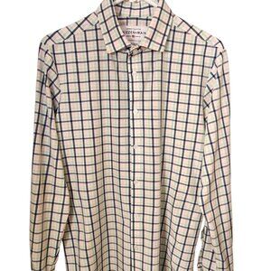 Mizzen Main Leeward Shirt Mens Medium Trim Fit White Blue Green Pink Plaid USA